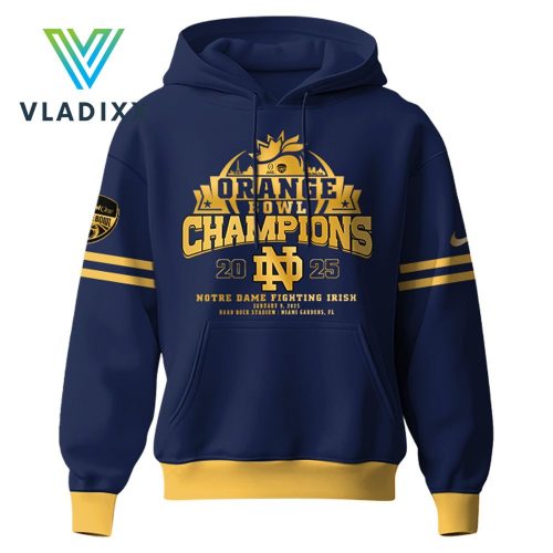 Notre Dame Fighting Irish NCAA Orange Bowl Champions Blue Hoodie Set