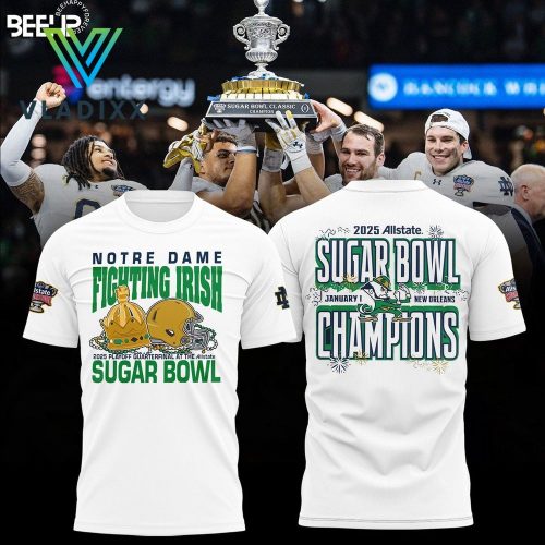 Notre Dame Playoff 2025 Sugar Bowl White Shirt