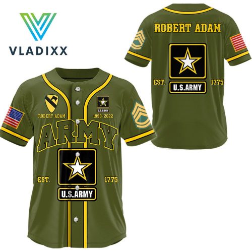 United States Army Military Personalized Baseball Jersey