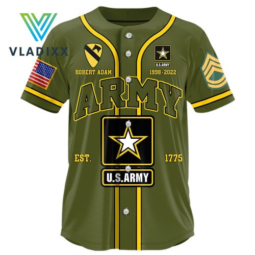 United States Army Military Personalized Baseball Jersey